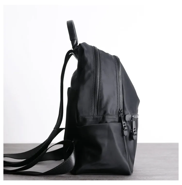 Black Nylon Backpack Womens Travel Backpack Bag Black Nylon School Rucksack for Ladies