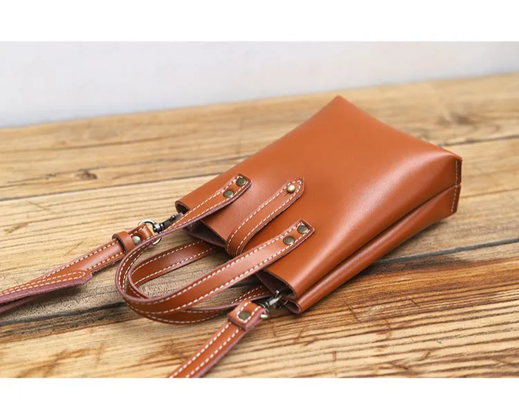 Brown LEATHER Small Cute HandBag WOMEN SHOULDER BAG Small Crossbody Purse FOR WOMEN