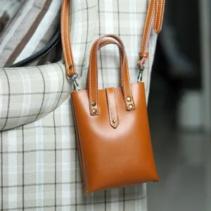 Brown LEATHER Small Cute HandBag WOMEN SHOULDER BAG Small Crossbody Purse FOR WOMEN
