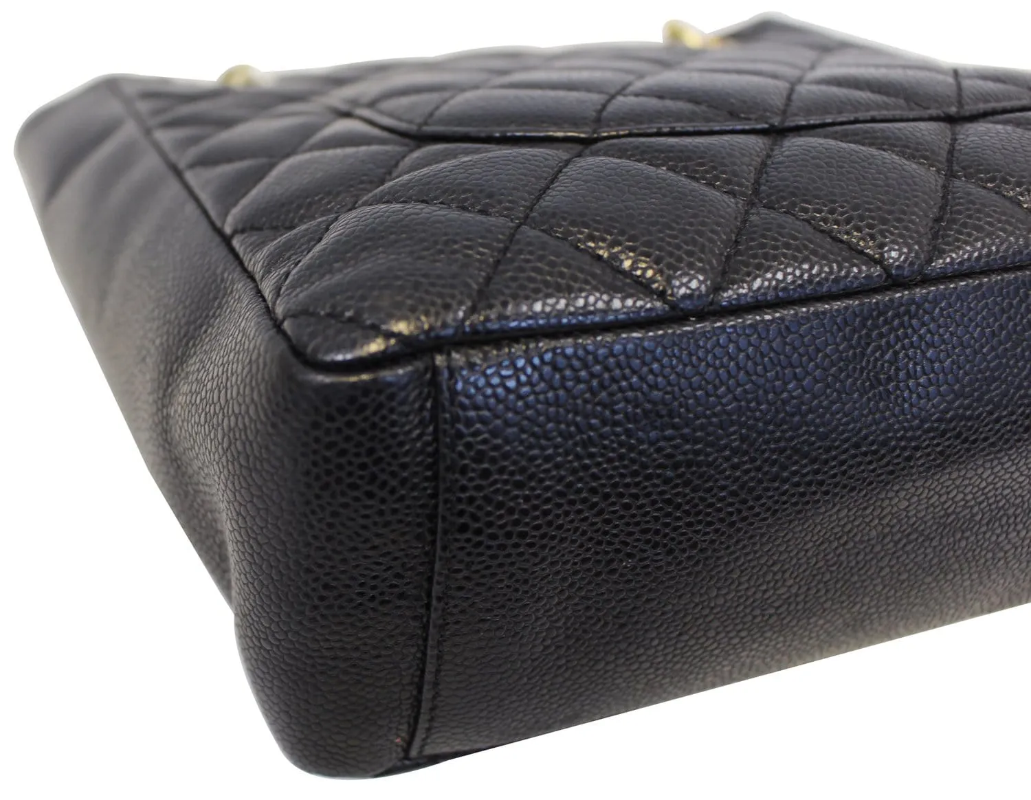 CHANEL Black Caviar Leather Petite Shopping Tote Bag