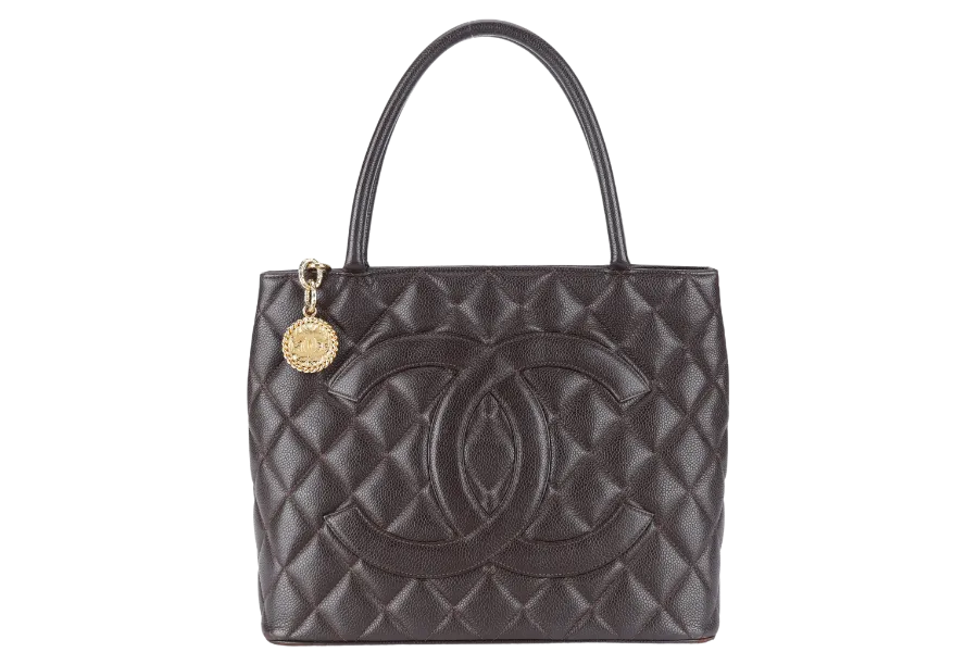 CHANEL MEDALLION TOTE DARK BROWN CAVIAR GOLD HARDWARE 540xxxx WITH CARD NO DUST COVER
