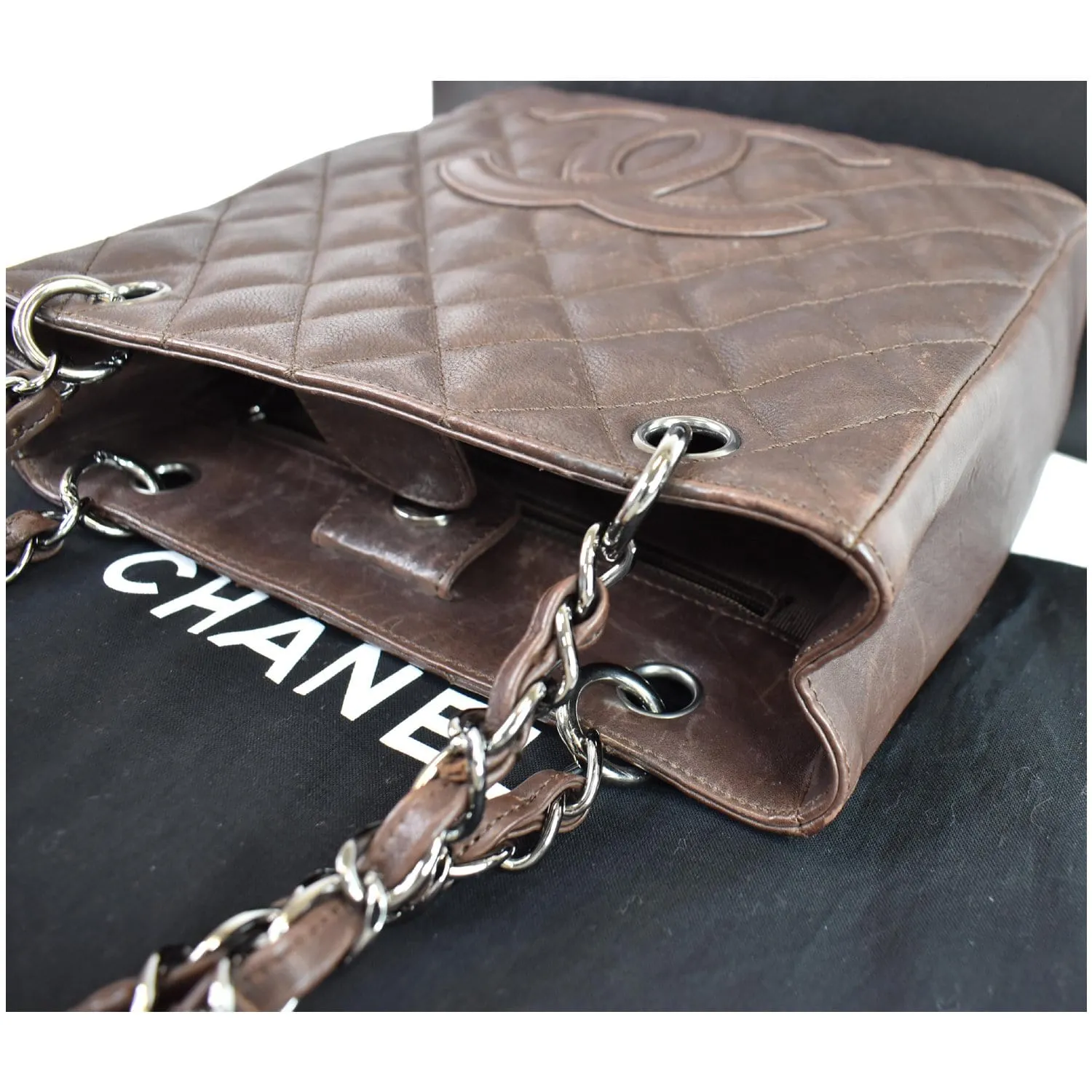 CHANEL PST Caviar Leather Petit Shopping Tote Bag Brown