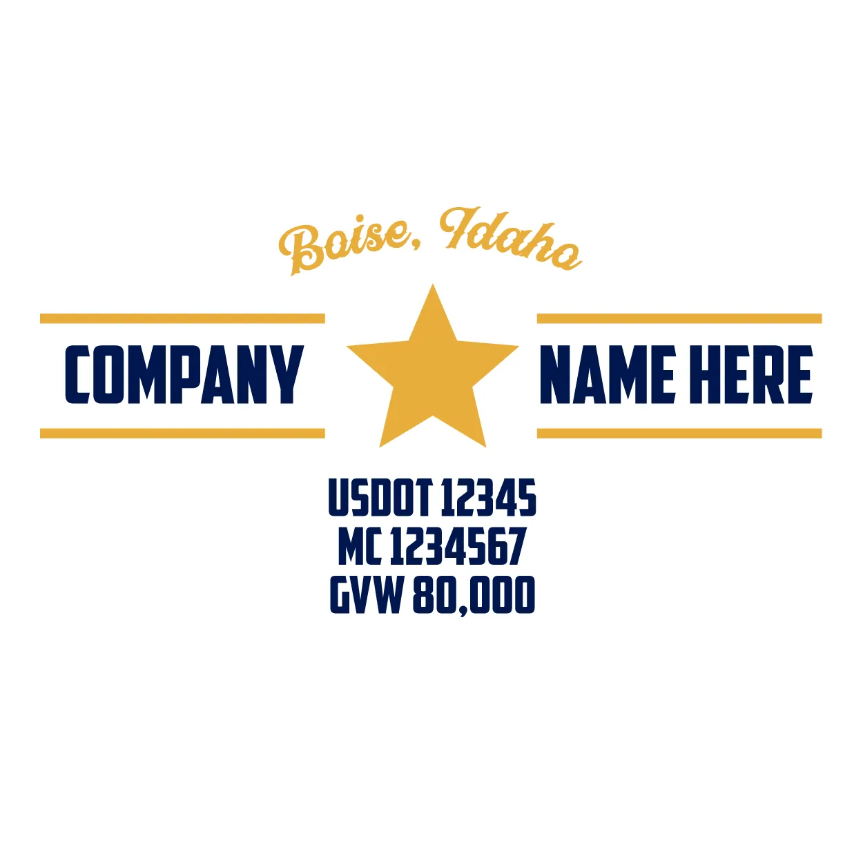 Company Name Truck Door Decal (USDOT), 2 Pack