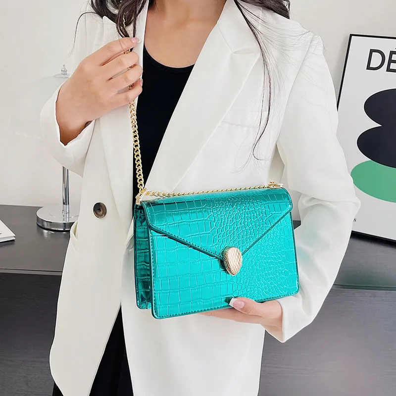 Cross-Border Women's Bag2023Best Seller in Europe and America Special-Interest Design Patent Leather Shoulder Women Bag PUStone Pattern Crossbody Bag
