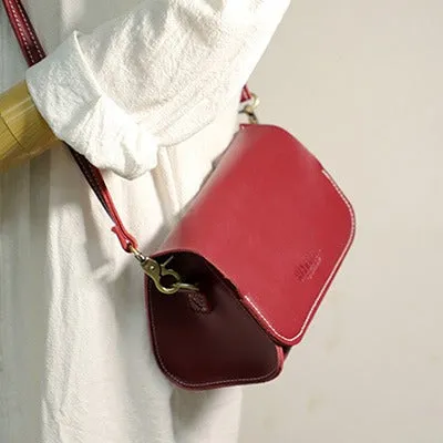 Cute Coffee LEATHER Small Side Bag Handmade WOMEN Crossbody BAG Phone Purse FOR WOMEN