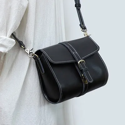 Cute LEATHER Small Side Bag Black WOMEN SHOULDER BAG Small Crossbody Purse FOR WOMEN