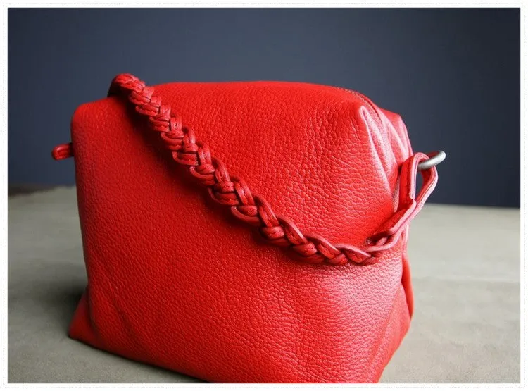 Cute Womens Gray Leather Handbag Purse Cube Leather Shoulder Bag Crossbody Purse for Ladies