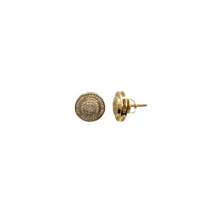 Double-Layer Circle Diamond Stud Earrings (14K)