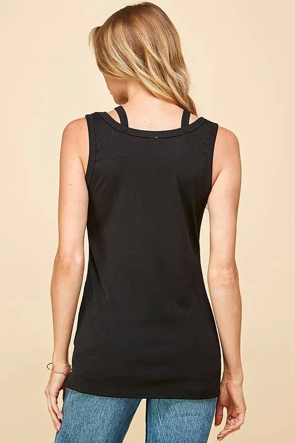 Double Layer Cut Out Tank Top