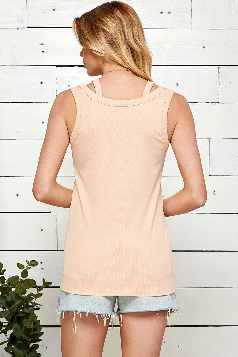 Double Layer Cut Out Tank Top
