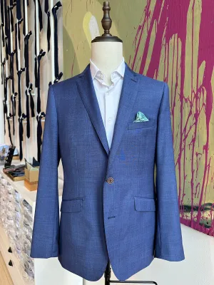 French Blue Glen Plaid Premium Suit Coat