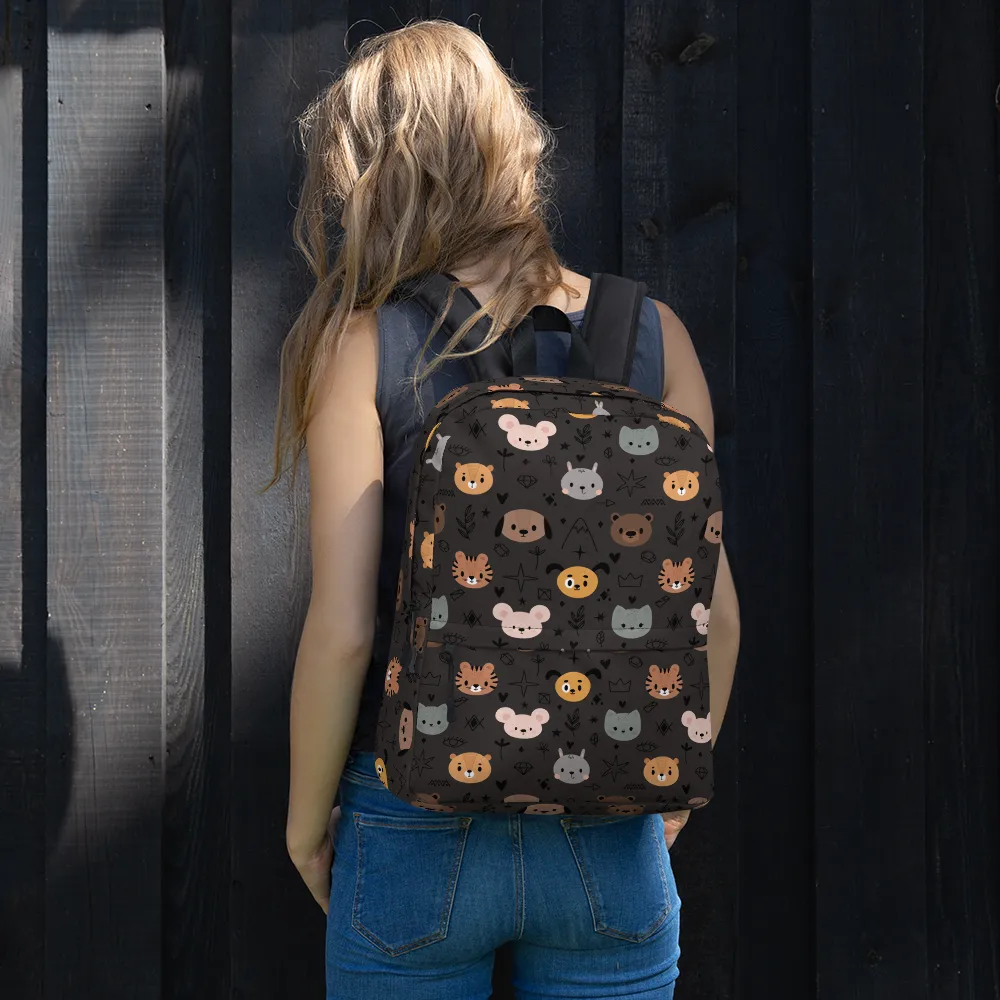 Grey Animal Faces Backpack