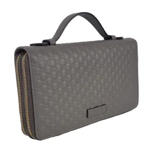 Gucci Microguccissma Double Zip Travel Wallet Bag in Gray
