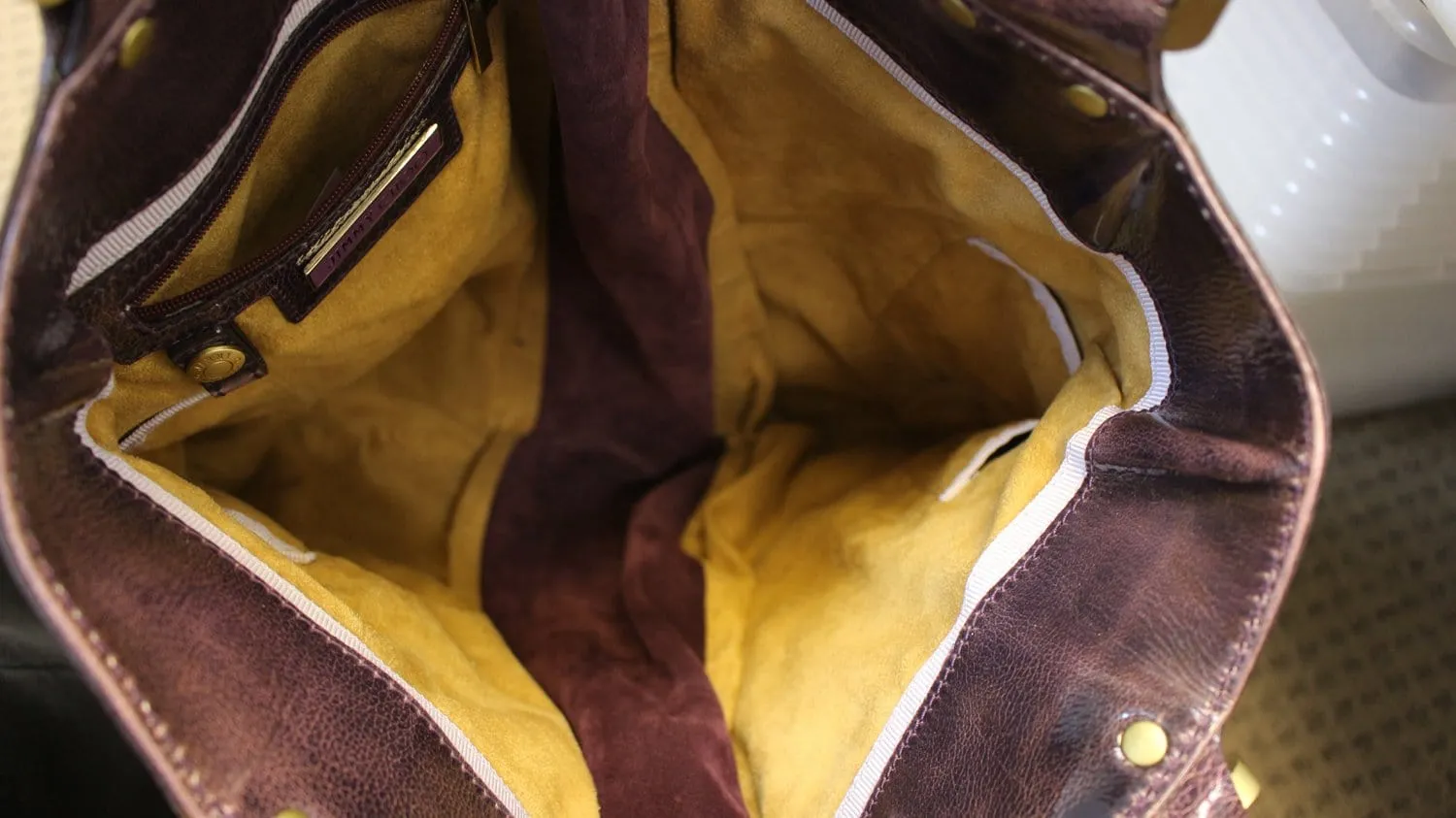 JIMMY CHOO Purple Liquid Patent Leather and Suede Mona Tote Bag