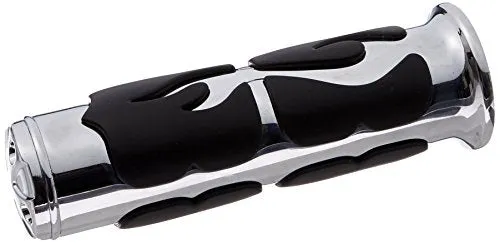 Kuryakyn 6261 Motorcycle Handlebar Accessory: ISO Flame Hand Grips for Kawasaki, Suzuki, Victory, Yamaha Motorcycles, Chrome, 1 Pair