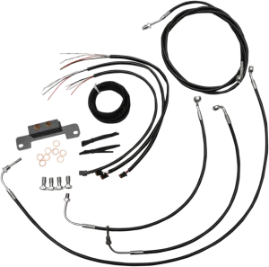 LA Choppers LA-8055KT2-08B Complete Handlebar Cable/Brake & Clutch Line/Wire Kit - Black Vinyl/Stainless Braided