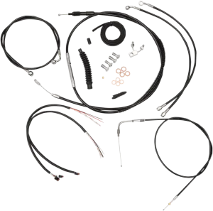 LA Choppers LA-8122KT2-19B Complete Handlebar Cable/Brake & Clutch Line/Wire Kit - Black Vinyl/Stainless