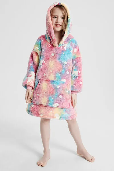 Luminous Pattern Oversize Long Sleeve Fuzzy Hoodie