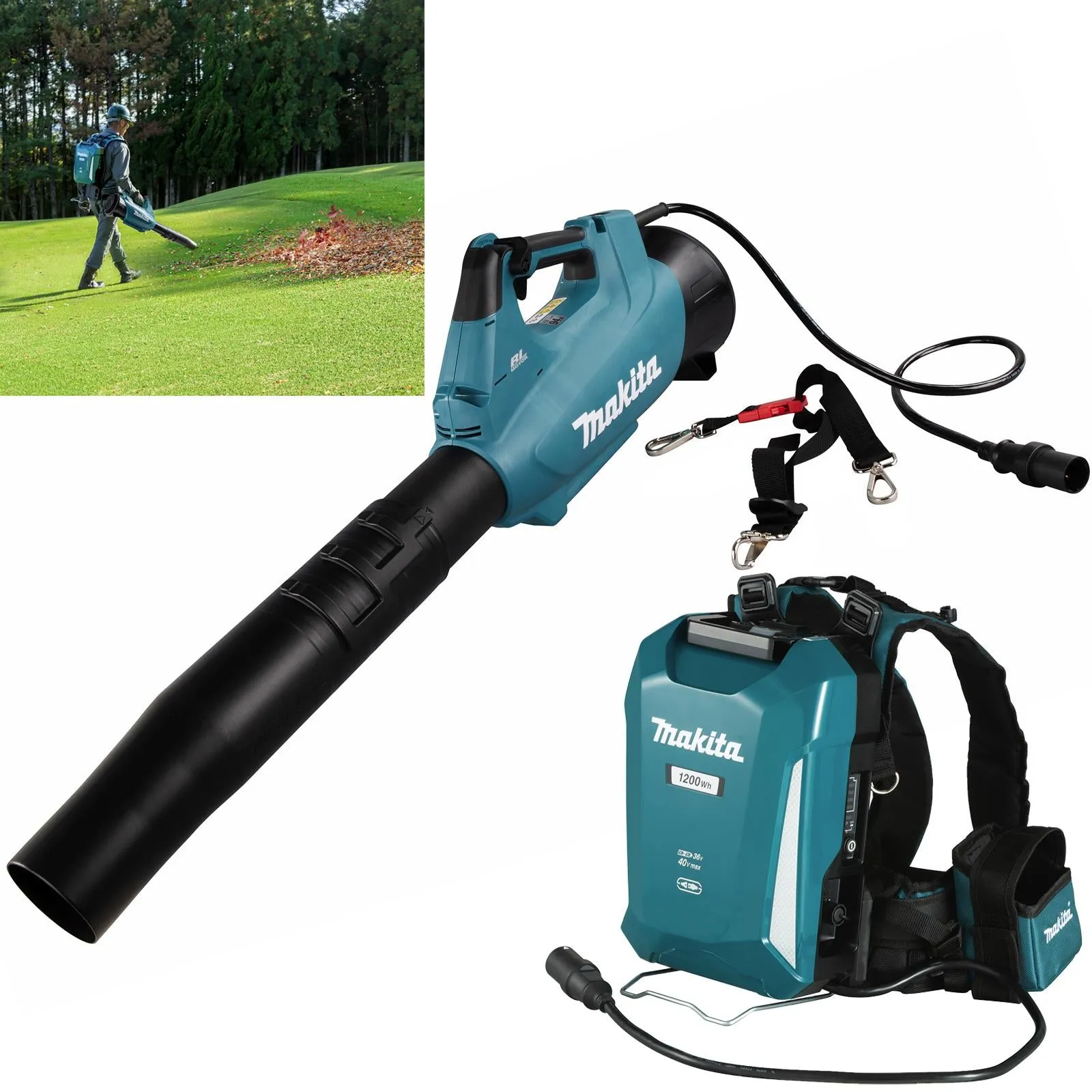 Makita Leaf Blower and PDC1200 Power Pack Backpack 18V 40V LXT XGT Compatible Brushless Cordless 20N Garden Grass Clippings UB001CX2