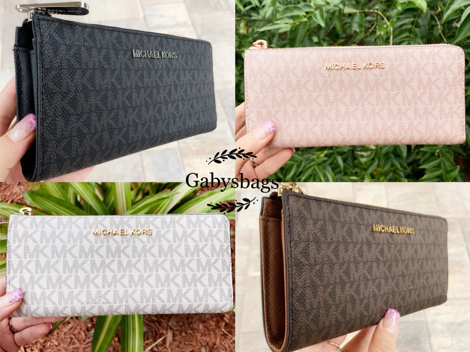 Michael Kors Jet Set Travel Signature Large 3/4 Zip Wallet VanillaMK
