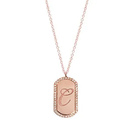 Mini Dog Tag Initial Necklace