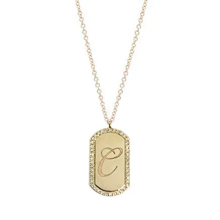 Mini Dog Tag Initial Necklace