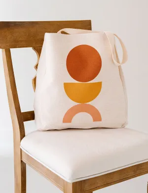 Mod Boho Geometric Linen Tote Bag,College Student Gift, Mother's Day Gift, Christmas Gift