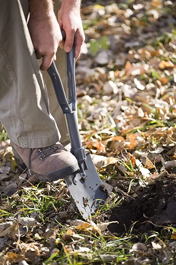 New Coleman Folding Shovel, compact tool is made of durable steel with a serrated edge for sawing!  Also great during winter to keep in car to clear snow & ice in an emergency!