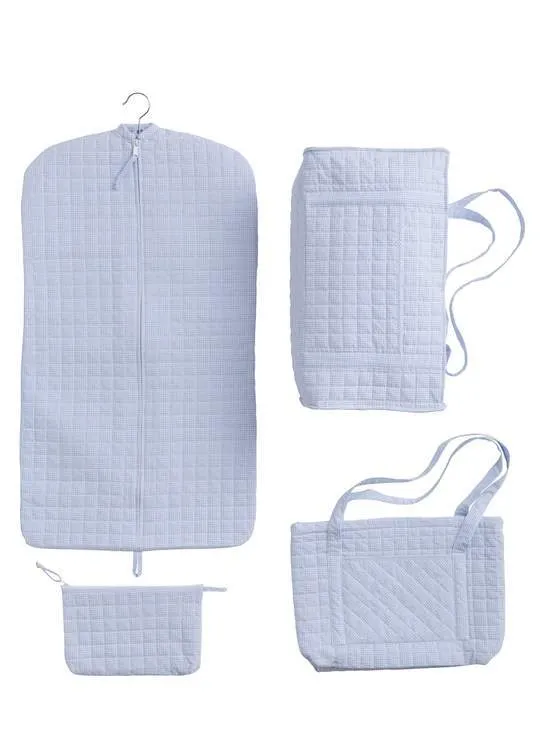 Quilted Tote Luggage - Light Blue