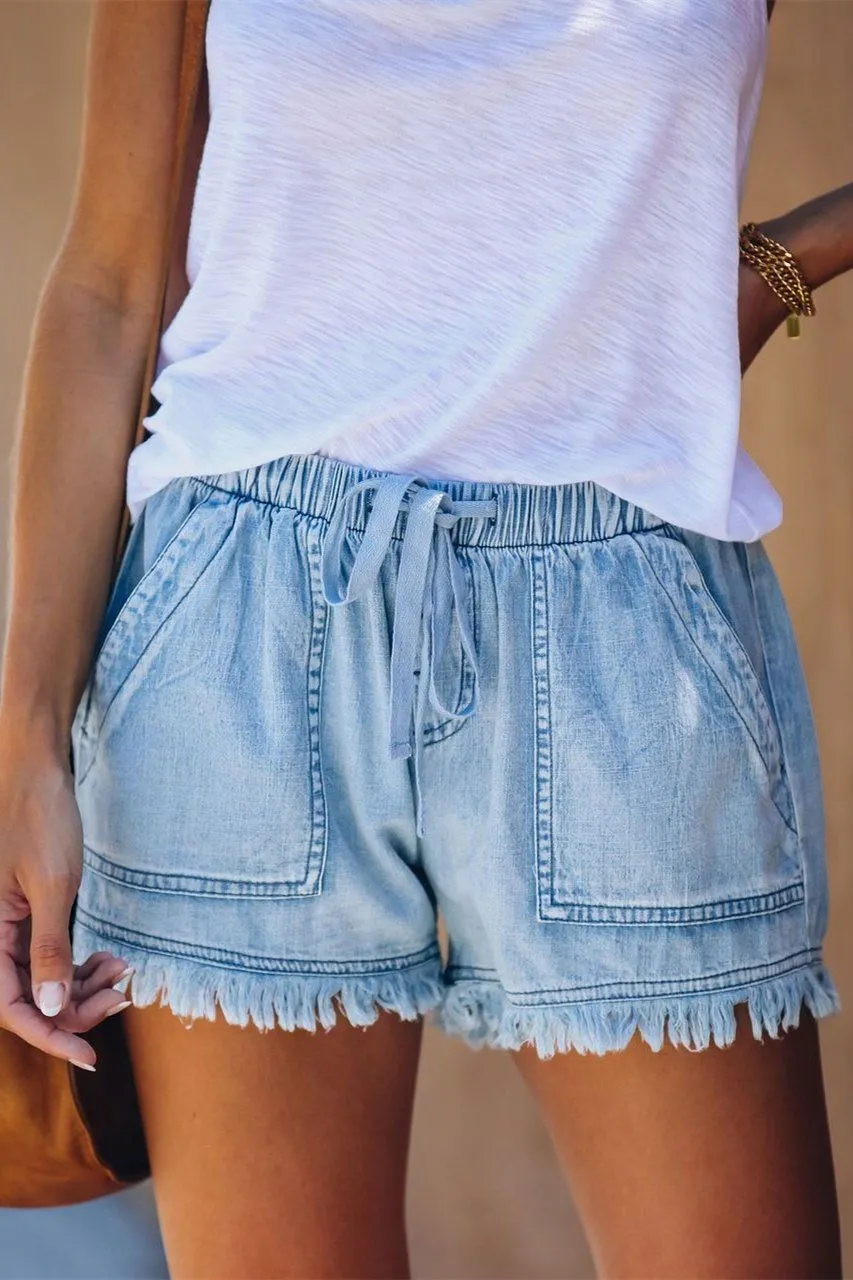 Saddleback Pocketed Frayed Tencel Shorts (2 Colors)