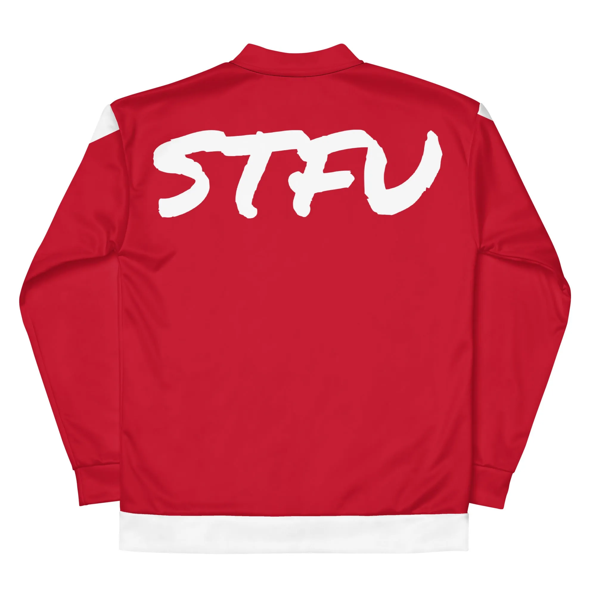 Simple White Logo Unisex Bomber Jacket - Red