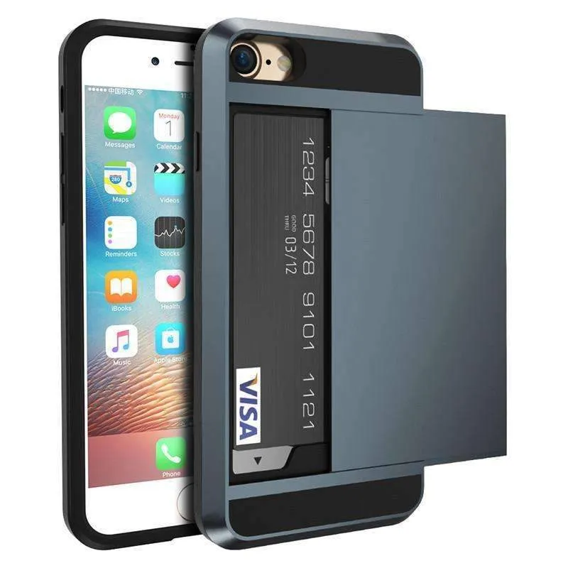 Slide Credit Card Slot Case For iPhone