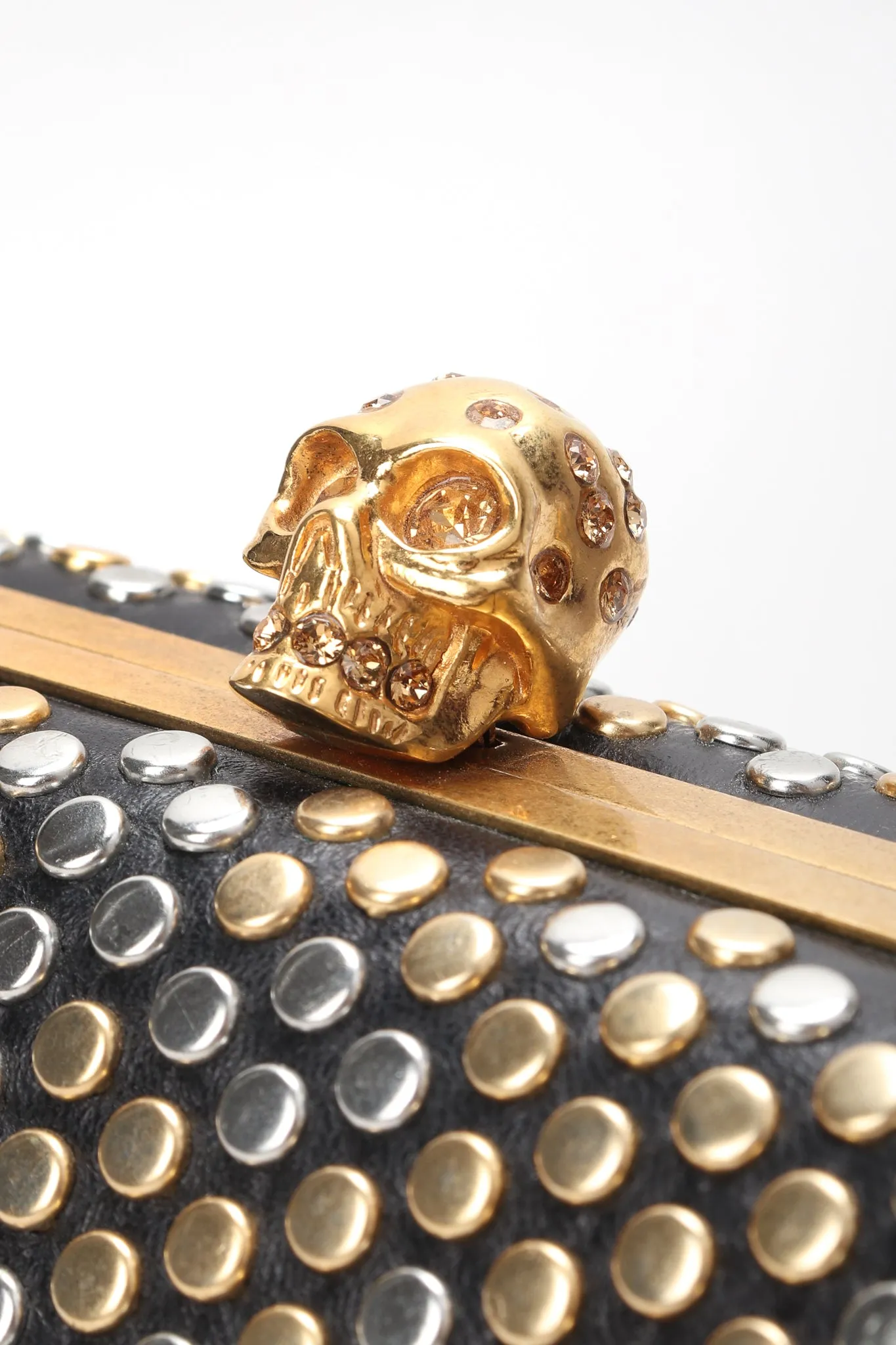 Studded Leather Hexagon Clutch