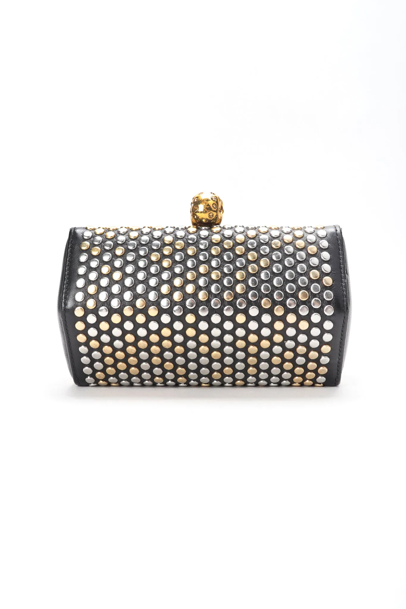 Studded Leather Hexagon Clutch