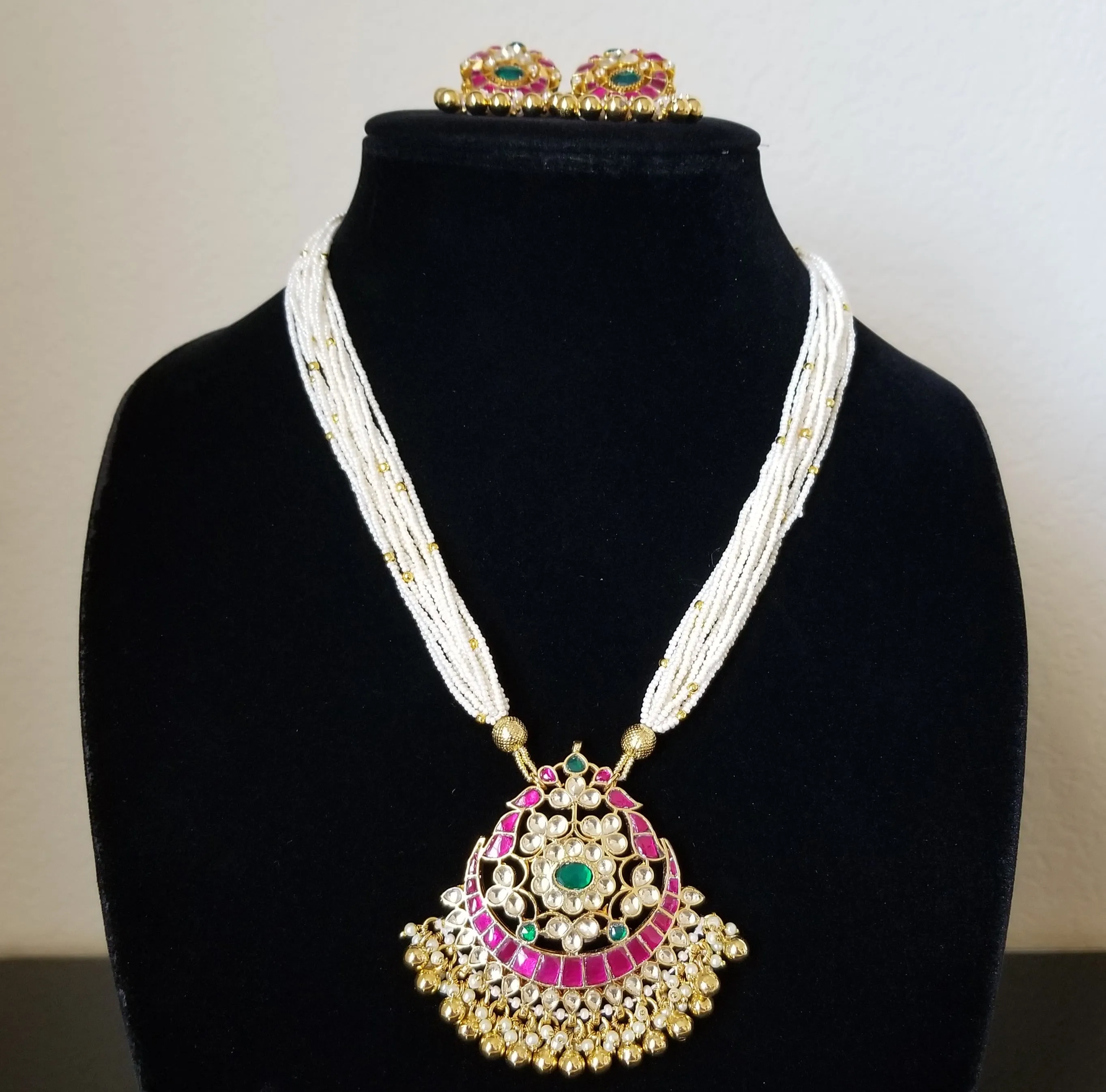 Vimya Pachi Kundan Pearl Maala Set HA