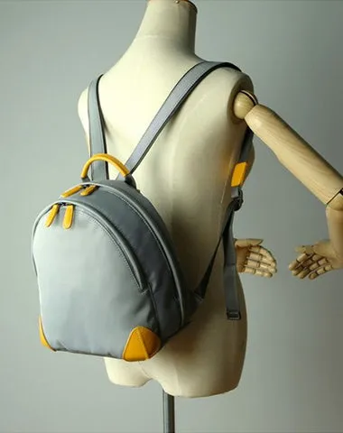 Womens Nylon Small Backpack Bag Orange Best Mini Backpack Purse Nylon Rucksack for Ladies